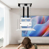 VEVOR Elevador de Proyector Motorizado Elevador de Proyector Eléctrico de Altura Ajustable de 1,5 m, Soporte de Techo para Proyector Oculto con Control Remoto y con Cable para Hogar, Oficina, Blanco