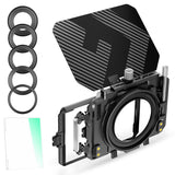 K&F CONCEPT Mini Matte Box con Black-Mist 1/4 Cine Filtro 4" x 5,65", con 2 Bandejas de Filtro de 4" x 5,65" para Cámaras DSLR Mirrorless con 5 Adaptadores de Anillo Circular (67/72/77/82/95mm)