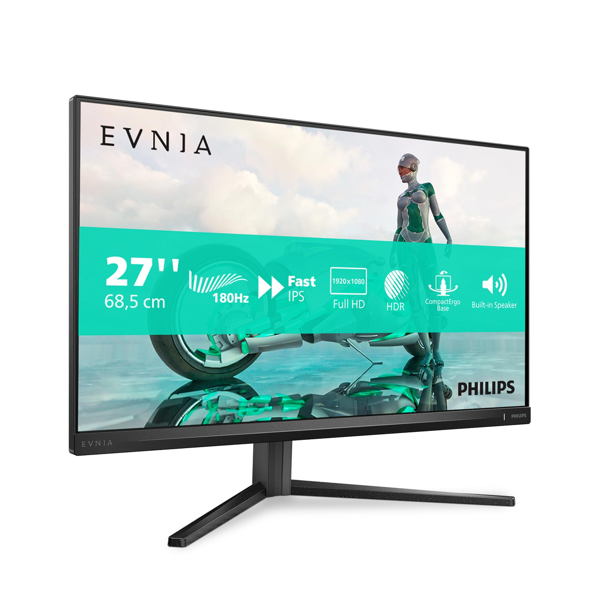 Philips 27M2N3200AM - Monitor Gaming Full HD de 27 Pulgadas, 180 Hz, 1ms GtG, FreeSync Prem., G-Sync Comp. (1920x1080, 2X HDMI, DisplayPort) Negro/Gris