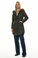 Orolay Chaqueta Mujer Invierno Parka de Mujer con Capucha y Forro Polar Chaqueta Acolchada para el Invierno Verde L