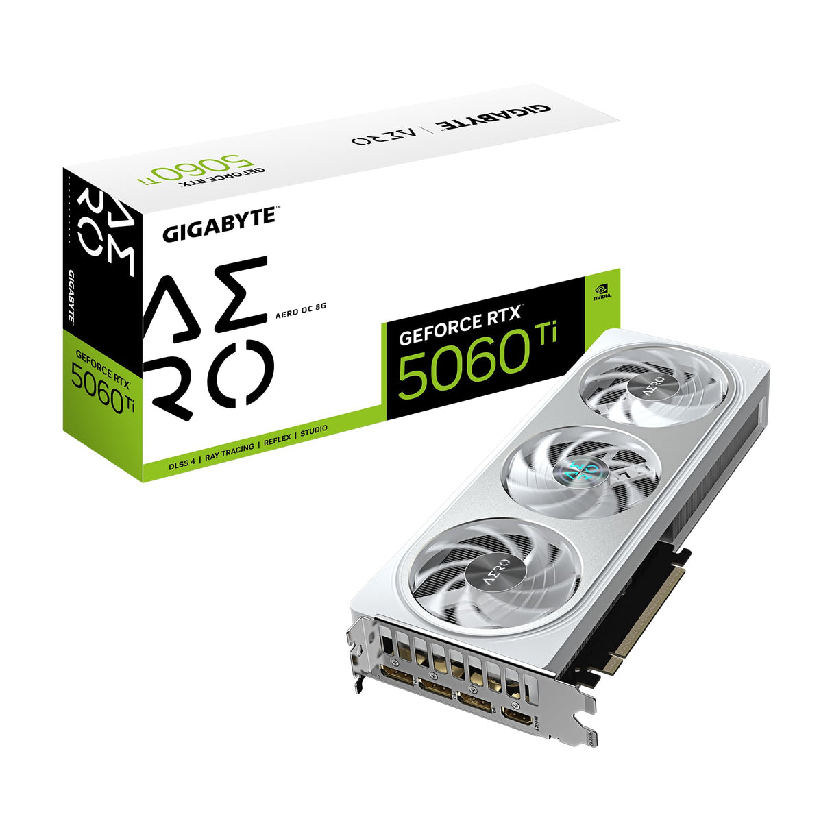 Gigabyte GeForce RTX 5060 Ti Aero OC 8G Tarjeta Gráfica – 8 GB GDDR7, 128 bits, PCI-E 5.0, 2647 MHz Frecuencia del núcleo, 3 x DisplayPort, 1 x HDMI, GV-N506TAERO OC-8GD