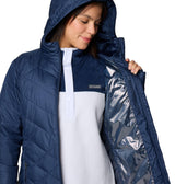 Columbia Chaqueta Larga y Acolchada con Capucha para Mujer, Heavenly