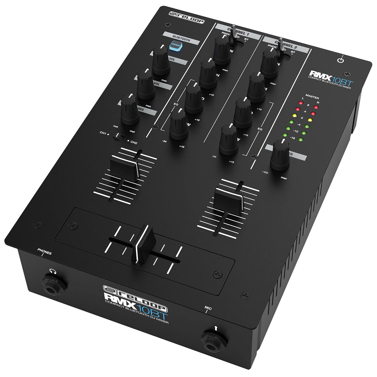 Reloop RMX-10 BT Mezclador para DJ de 2 canales y con Bluetooth con Conectividad Bluetooth incorporada: transmisión inalámbrica de música directamente a su mezclador, AMS-RMX-10BT