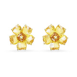 Swarovski Pendientes de Botón Florere, Cristales Amarillo en Forma de Flor, Baño tono oro, de la Colección Florere de Swarovski