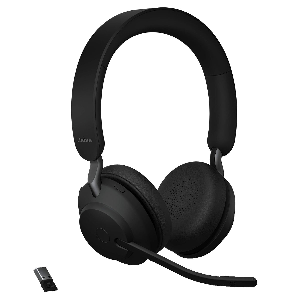 Jabra Evolve2 65 Auriculares Inalámbricos Estéreo PC con Soporte de Carga - Certificados para Microsoft Teams - Batería de Larga Duración - Adaptador Bluetooth USB-A - Negro