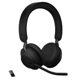 Jabra Evolve2 65 Auriculares Inalámbricos Estéreo PC con Soporte de Carga - Certificados para Microsoft Teams - Batería de Larga Duración - Adaptador Bluetooth USB-A - Negro