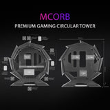 Mars Gaming MCORB, Caja de Ordenador Gaming Micro-ATX XL, Diseño Circular Custom, Doble Cristal Templado, Chasis PC, Rojo