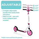 Globber - NL 205 - Patinete plegable de 2 ruedas con suspensión para niños de 8 años + , Blanco - Rosa