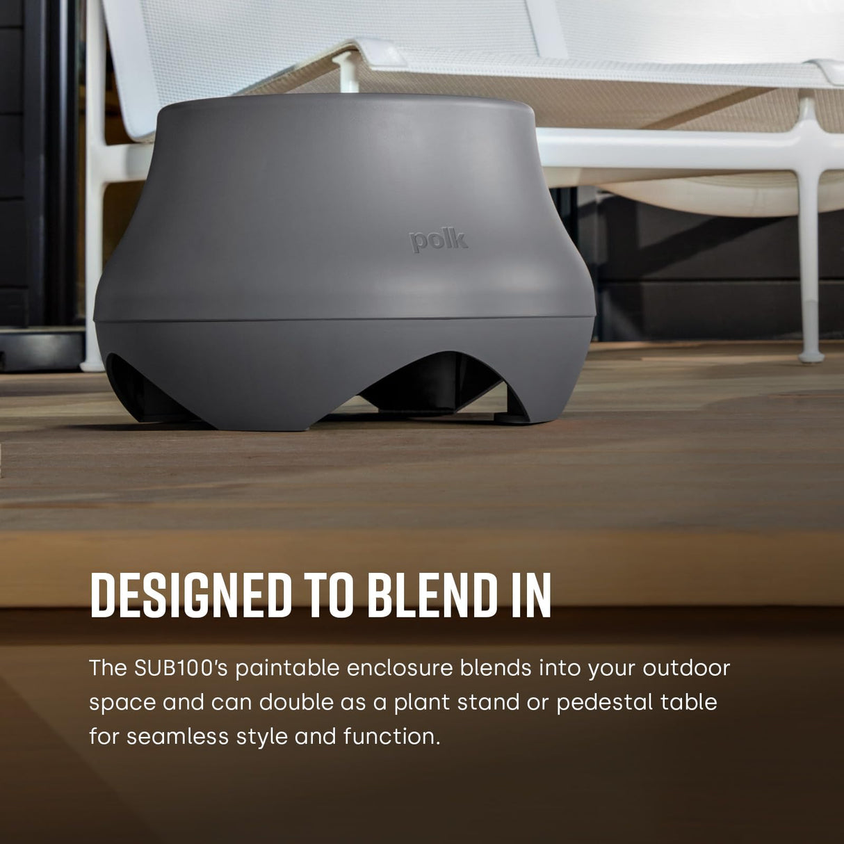 Polk Audio Atrium SUB100 Subwoofer pasivo para Exteriores, Cuenta con Controlador de Equilibrio dinámico de 10 Pulgadas de Largo Alcance,subwoofer de Disparo descendente, Durabilidad para Todo Tipo