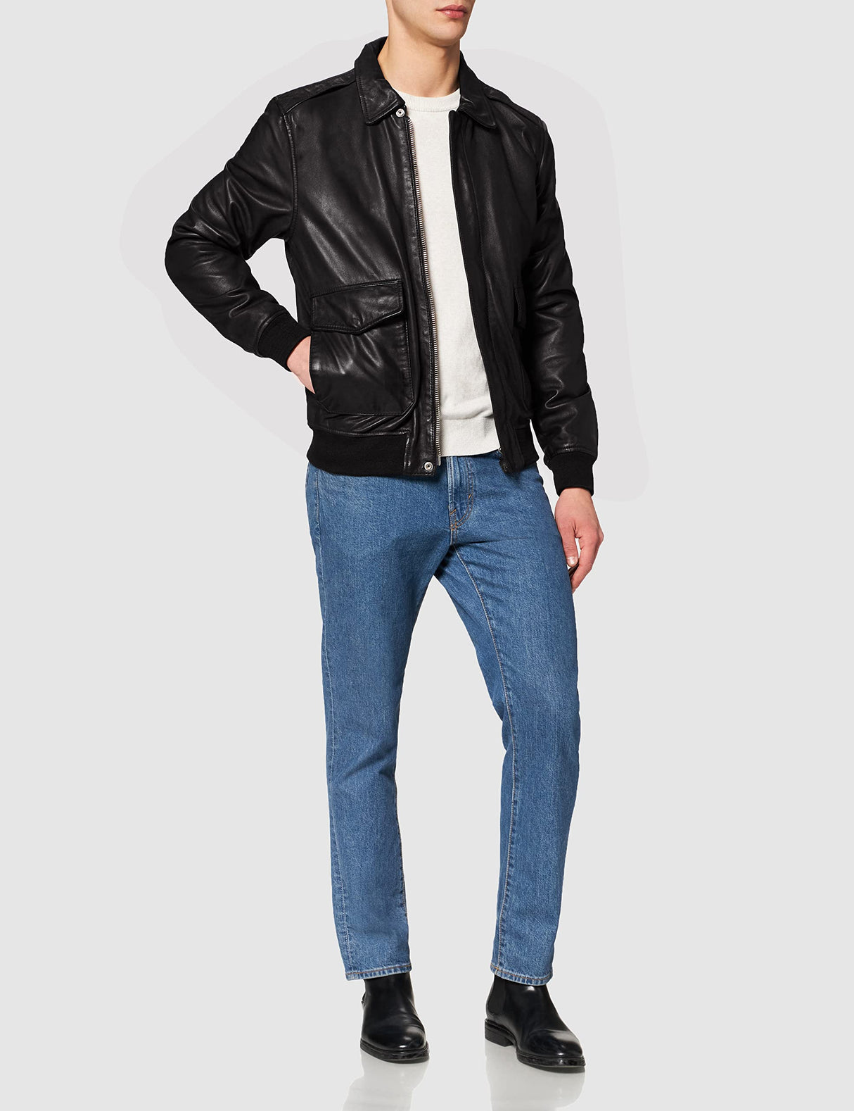 Schott NYC Lcflightwx Chaqueta, Negro (Black Black), Large para Hombre
