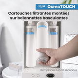 Aquavie Technology - OsmoTOUCH - Fuente de agua purificada por ósmosis inversa y esterilización - Dispensador instantáneo de agua templada y caliente - Depósito de 4,5 L