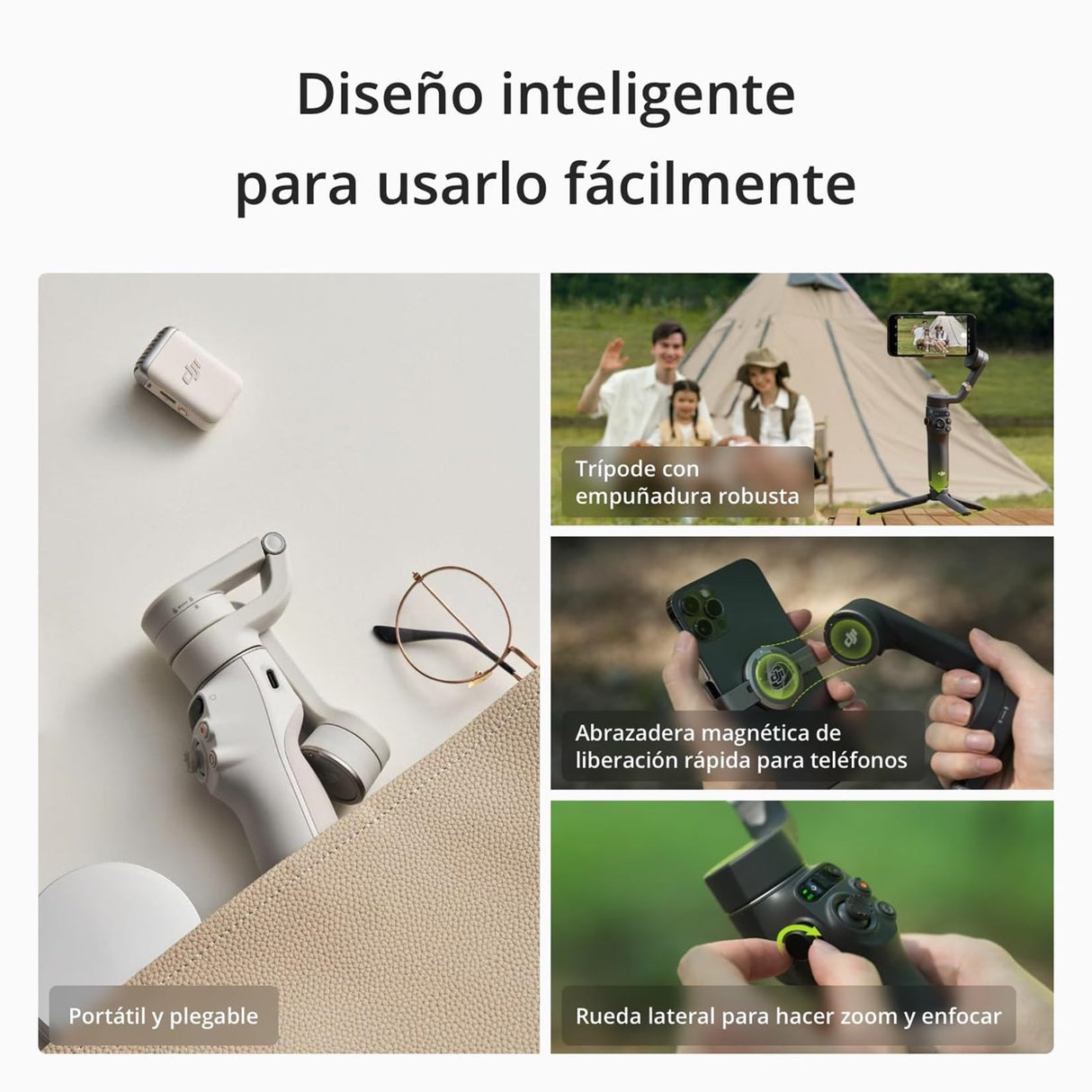 DJI Estabilizador para Smartphones OSMO Mobile 6, en Tres Ejes para teléfonos, Brazo Extensible Integrado, portátil y Plegable, estabilizador para videoblogs, vídeos de Youtube y TikTok