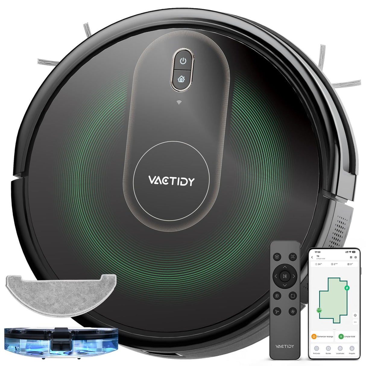 Vactidy Robot Aspirador, Nimble T8 Robot Aspirador y Fregasuelos con Potente Succión 2800Pa, Depósito 2 en 1, Aspira, Barre, Mopa, 100mins Autonomía, Control por App, Alexa/Google Home, para Mascotas