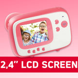AgfaPhoto Realikids Cámara instantánea + 1 Tarjeta Micro SD de 32 GB + 3 Rollos de Papel térmico ATP3WH - Cámara instantánea para niños, Pantalla LCD de 2.4 Pulgadas, Espejo Selfie y Filtro de Fotos