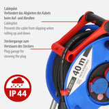 Brennenstuhl Garant enrollacables 40 m de plástico especial IP44 (uso exterior a corto plazo, Made in Germany) azul