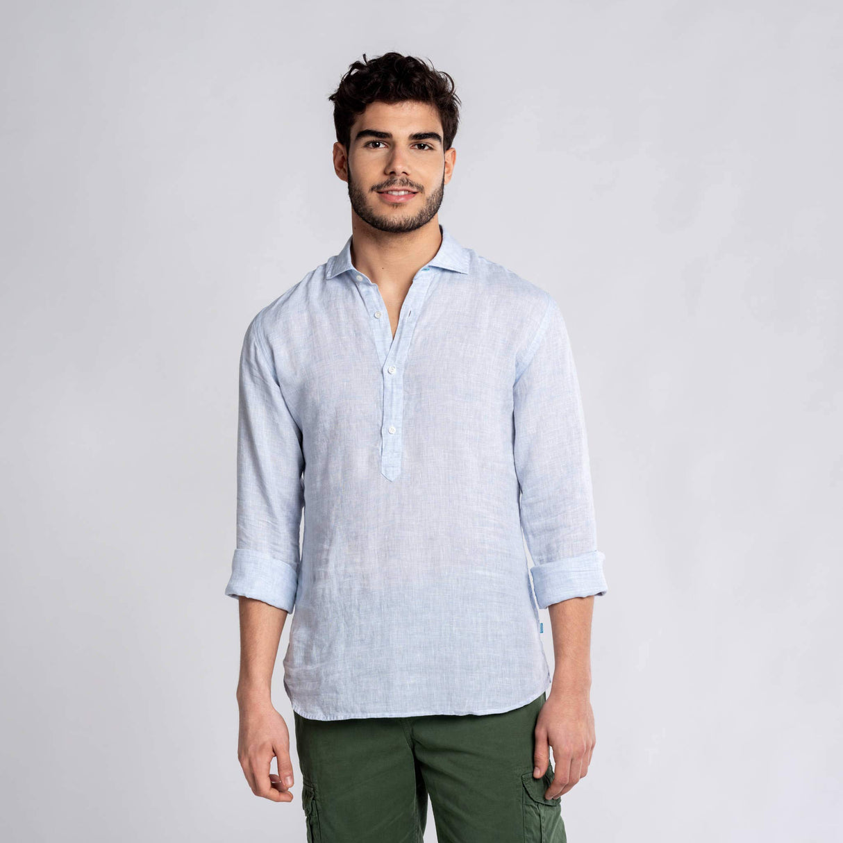 Panareha Camisa Polera Hombre Lino MAMANUCA Azul Claro (L)