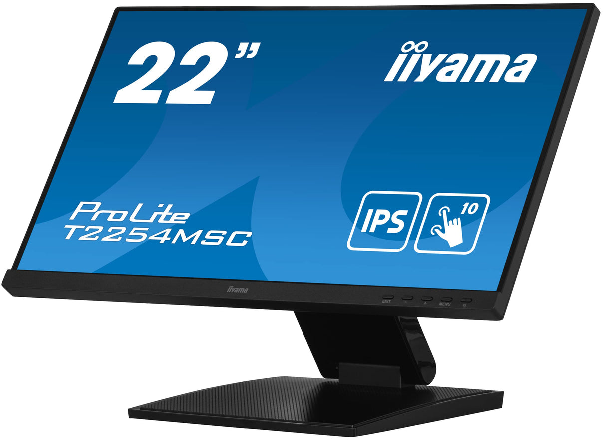 iiyama T2254MSC-B1AG 21,5" PCAP 10P Táctil, Anti Glare Coating, 1920x1080, Panel IPS, Slim Bezel, Altavoces, HDMI, DisplayPort, Double Hinge Stand, 250cd/m², USB HUB (2X 3.0), USB Táctil Interface