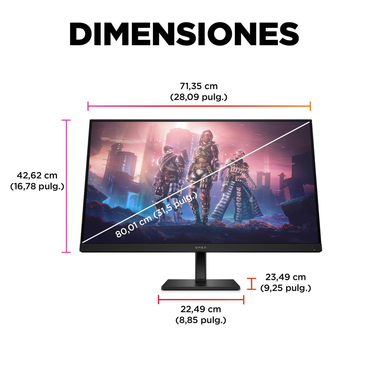 HP OMEN 32q - Monitor Gaming de 32" QHD (2560 x 1440 a 165 Hz, IPS, 16:9, 1ms, HDMI, Antirreflejo, DisplayPort, AMD FreeSync Premium, Compatible con Consolas) Negro