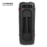 Ibiza - COLUMBA700 - Potente altavoz Bluetooth para karaoke con LED, TWS, USB-C, prioridad de micrófono - 2 entradas de micrófono, grabación, efectos de luz - USB, MicroSD - Negro