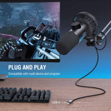 FIFINE Gaming Microfono para PC USB, RGB Micrófono de Dinámicos per Ordenador PS4 PS5, con Botón de Silencio & Conector para Auriculares de 3,5mm, para Podcasting Youtube