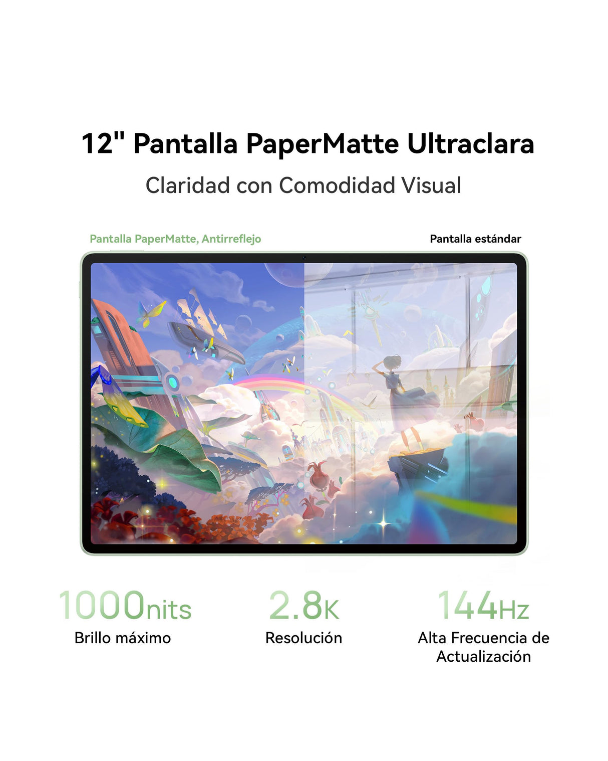 HUAWEI MatePad 12 X 2025 Tablet, 2.8K 144Hz 1000nits 12'' Pantalla PaperMatte Ultraclara, 12+256GB, Batería 10100 mAh con Supercharge 66 W, WiFi 7, Notes, con Teclado Ultraligero, Verde