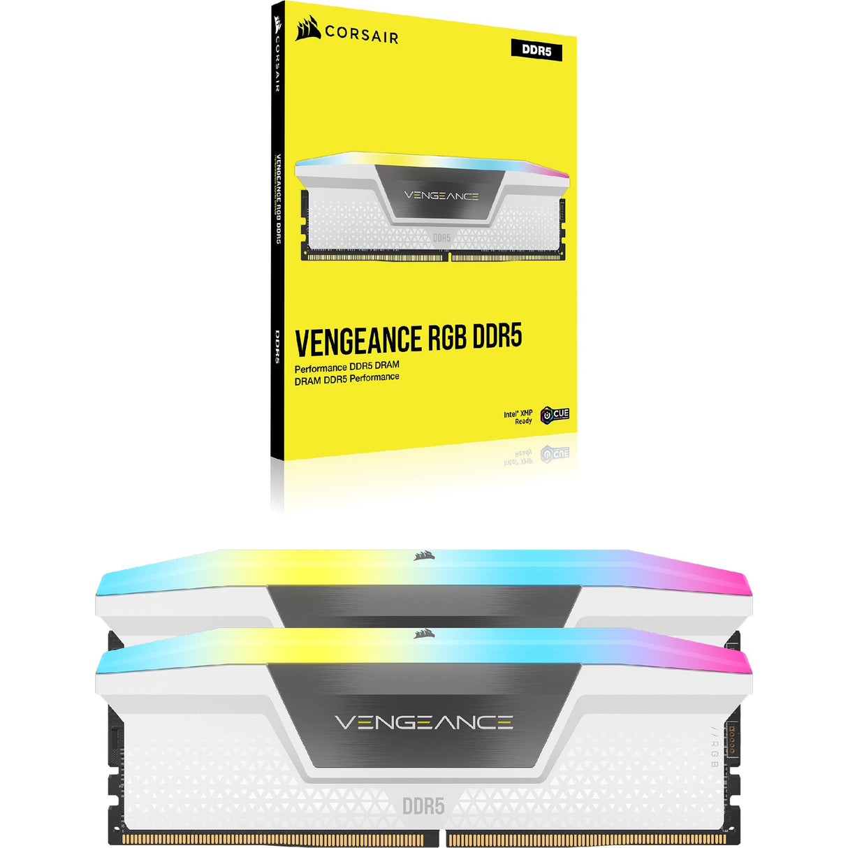 CORSAIR Vengeance RGB DDR5 RAM 64GB (2x32GB) 6000MHz CL30 Intel XMP iCUE Memoria de Ordenador Compatible - Blanco (CMH64GX5M2B6000C30W)