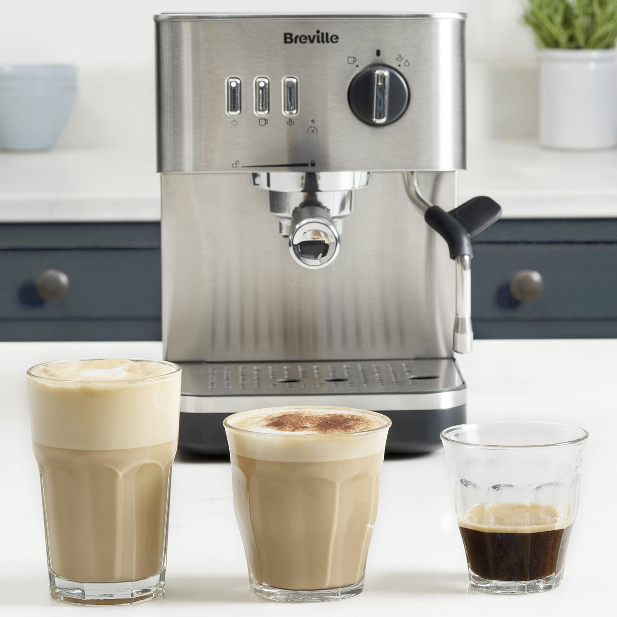 Breville Máquina de expresso Bijou Barista | Expreso automático y manual, Cafetera capuchino y café con leche | Bomba de 15 bares | Vara de vapor | Plateada [VCF149X]