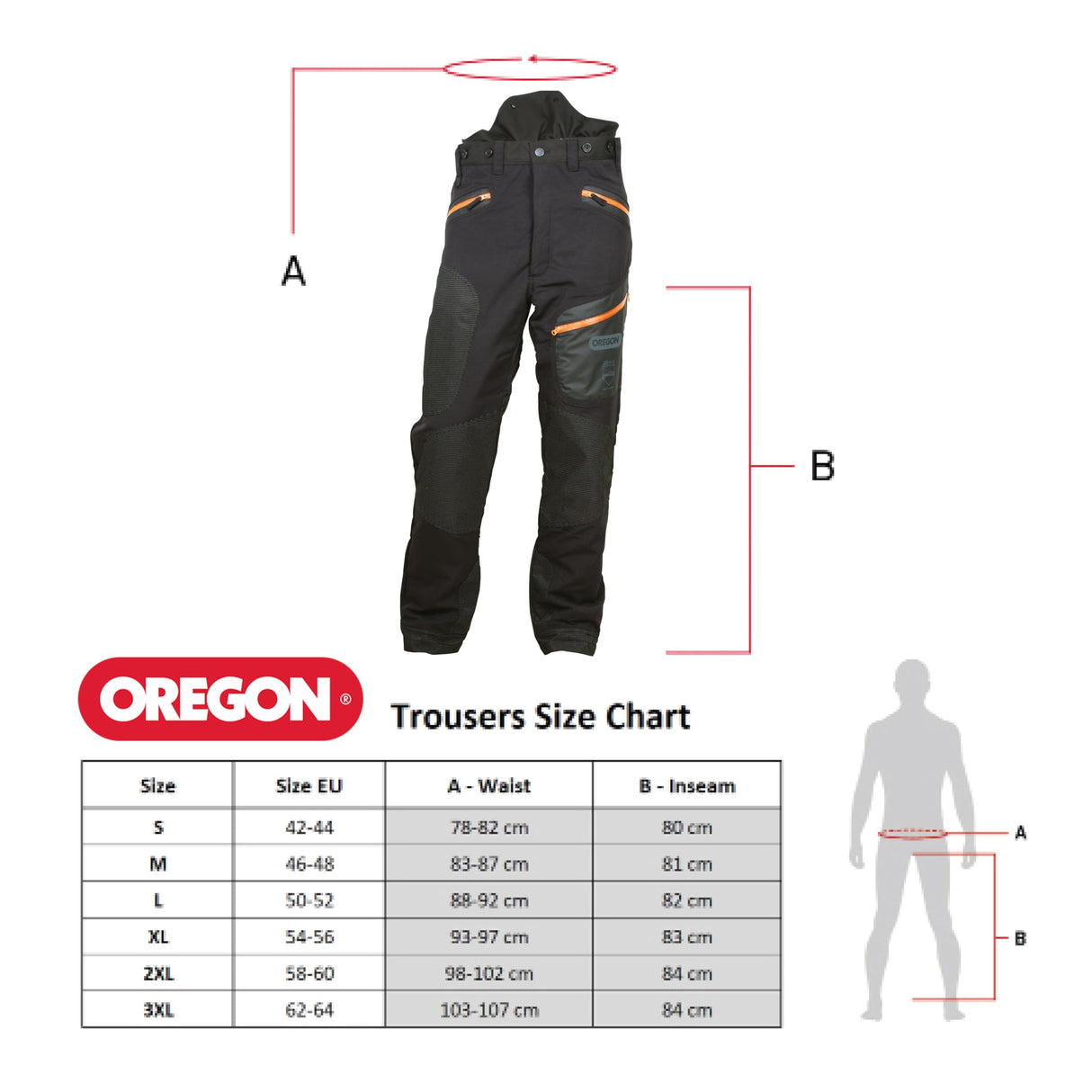 Oregon Pantalones de Seguridad Profesionales para Motosierra Fiordland, Protección Clase A, Pantalones de Trabajo para Hombre y Mujer, EPI Ajustable con Protección 20m/s EN ISO 11393-2 - Talla L