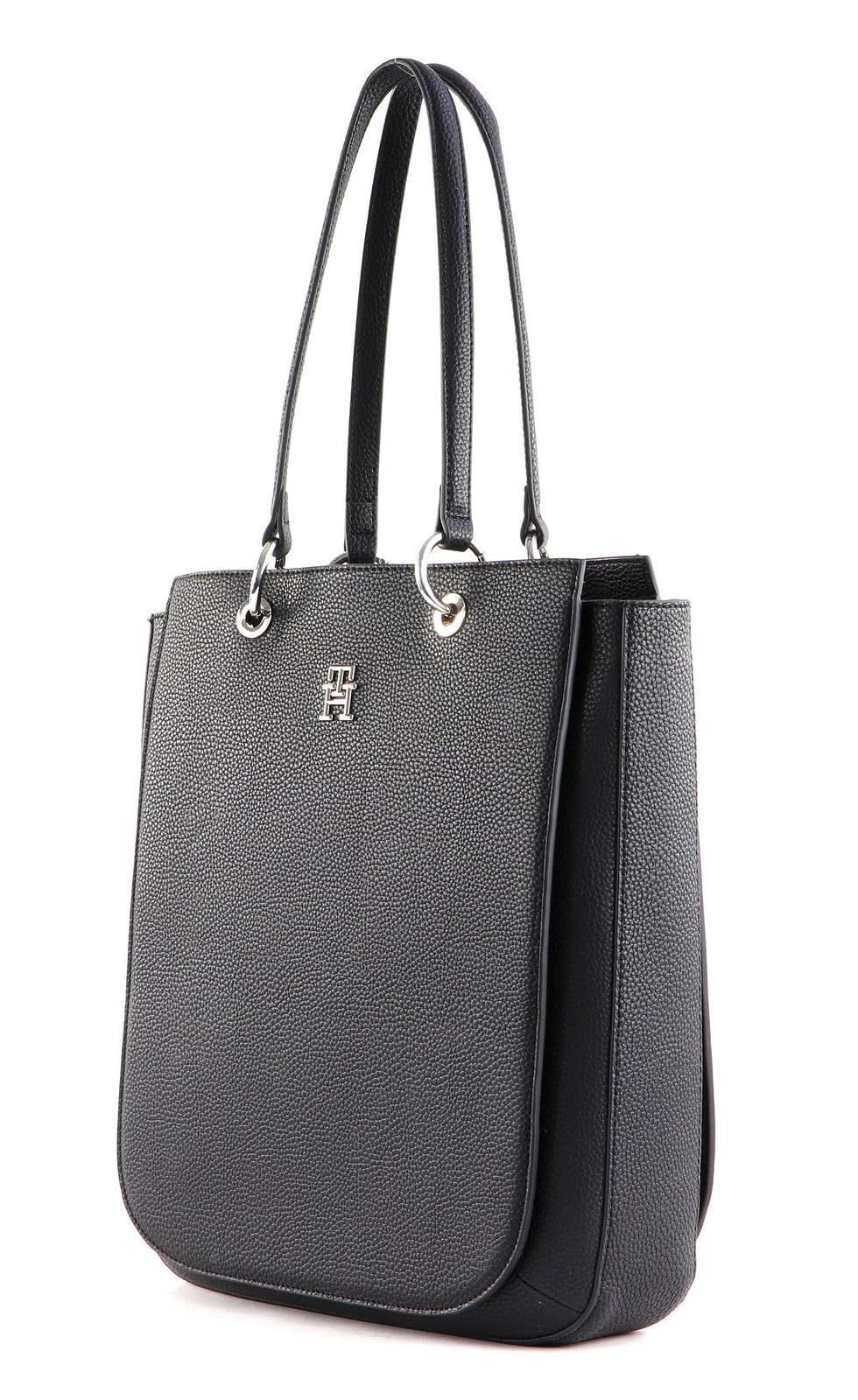 Tommy Hilfiger Mujer Bolso Tote TH Emblem Work Tote con Cremallera, Negro (Black), Talla Única