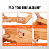 VEVOR Caja de Arena de Madera de 133 x 120 x 43 cm Arenero con Bancos Plegables y Revestimiento Inferior Caja de Arena de Madera para Niños de 3 a 12 Años para Exteriores, Patio, Playa, Parque