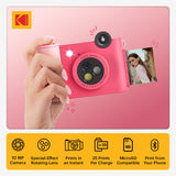KODAK Smile+ Cámara Digital instantánea 2-en-1 y Impresora Bluetooth - 10MP, Lente giratoria con Efectos, Fotos Adhesivas Zink 2x3”, Imprime Desde App en Dispositivos Inteligentes - Fucsia