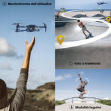 Drone Quadcopter Plegable con Motor sin escobillas y Larga Autonomía para Principiantes - Más de 40 minutos de vuelo, Cámara Gran Ángulo de 120° y 4K HD, Modo Seguimiento, Cámara Doble