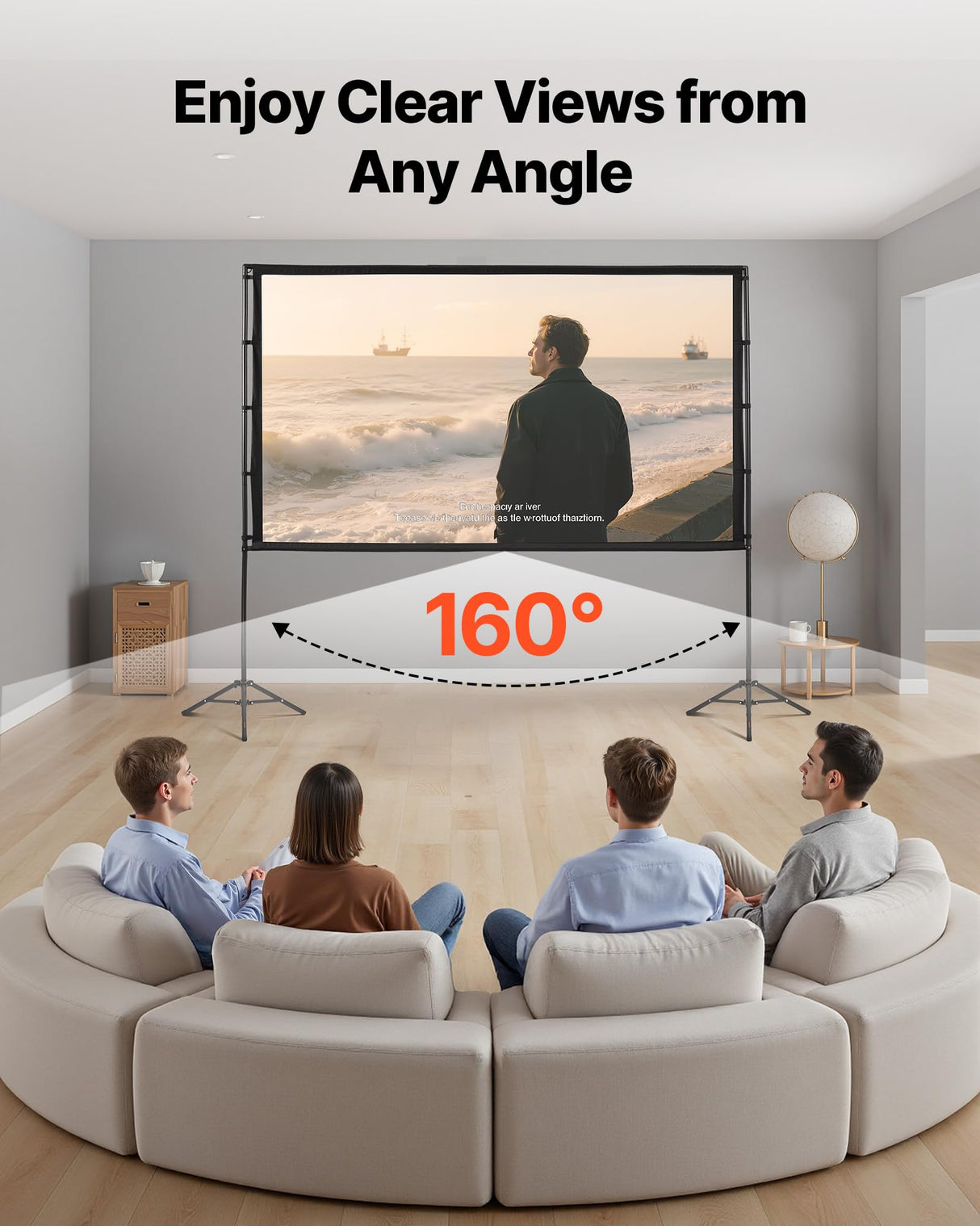 VEVOR Pantalla de Proyector con 2 Trípodes, Pantalla de Proyección Portátil Antiarruga de 254 cm con Ángulo Amplio de 160° y Bolsa de Transporte 16:9 4K HD para Presentaciones de Cine en Casa