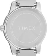 Timex Main Street TW2Y39400 - Reloj de Mujer 25 mm, Brazalete Extensible de Acero Inoxidable en Tono Plateado, Esfera Azul y Caja en Tono Plateado