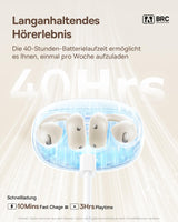 Baseus MC1 Blanc Auriculares Abiertos, Auriculares Bluetooth con Clip & 40H de Autonomía, Calidad de Sonido HiFi Bass Ai, Cómodos & Ligeros (5,2 g), Clip con Protección IP57 contra el Polvo & el Agua
