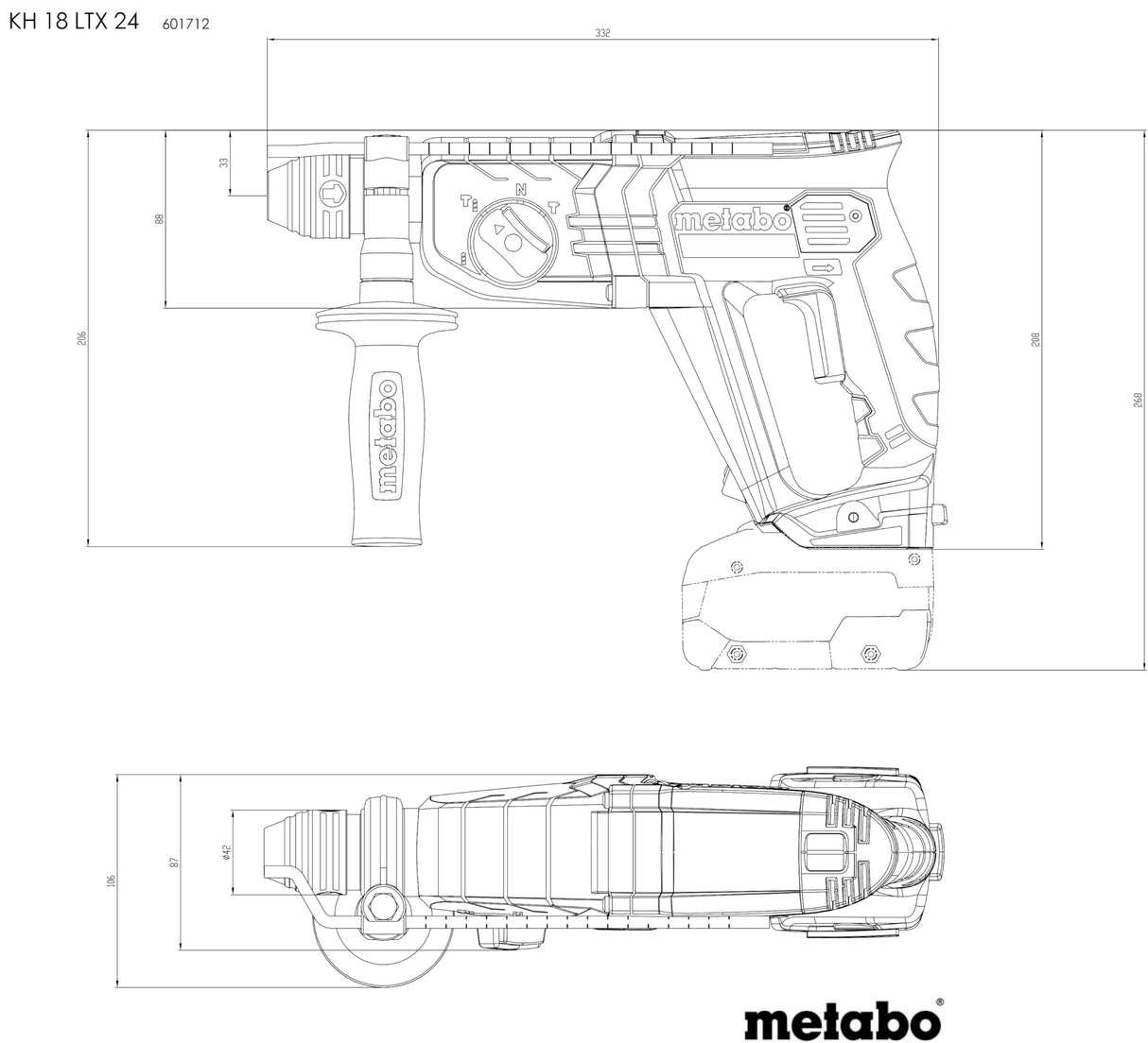 Metabo Martillo Combinado Inalámbrico SDS-plus 18V Versátil y Potente para Taladrar y Cincelar