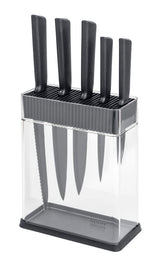 KUHN RIKON Colori+ Vision - Juego de cuchillos con soporte y 6 cuchillos (transparente), color gris