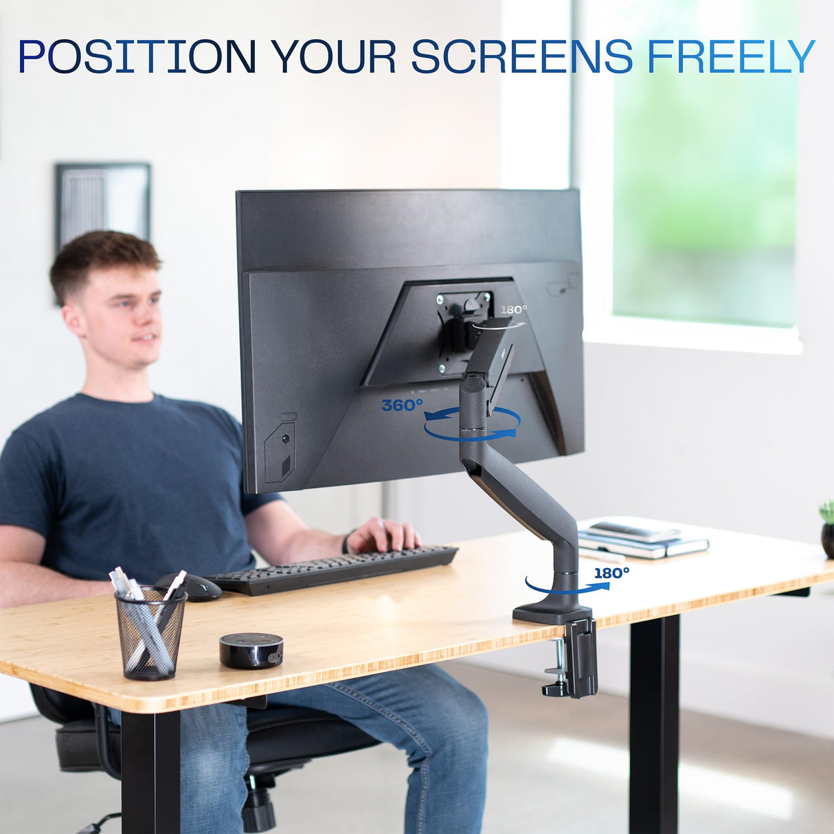 VIVO Soporte de Escritorio articulado de Aluminio Monitor único con Brazo neumático, se Adapta a Pantallas de hasta 32 Pulgadas, STAND-V001Q