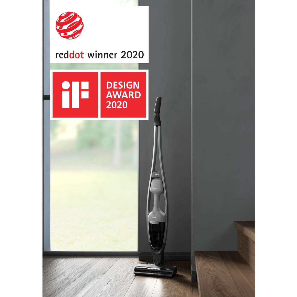 AEG AS62CB25UG Clean 6000 Aspiradora Sin Cable, 25,2 V, Autonomía de 55 min, Tecnología Brushrollclean, Carga en 4,5 h, Depósito de 0,35 L, Tecnología Cyclonic, 3 Accesorios, Gris