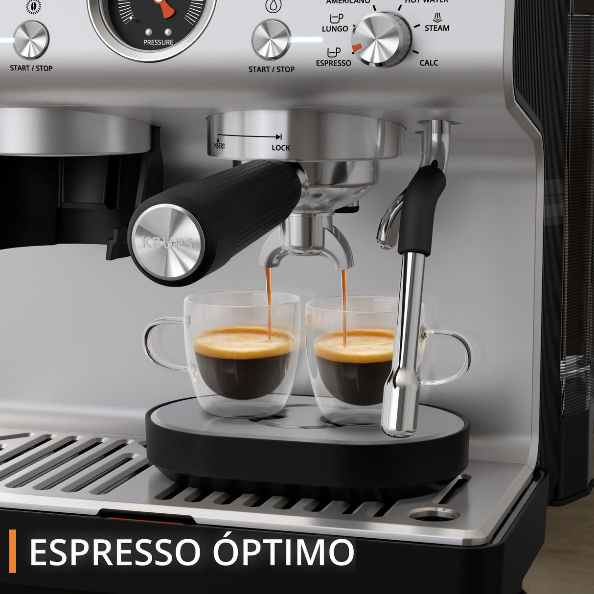 Krups Precision Cafetera profesional para espresso y capuccino,con molinillo integrado y 30 ajustes de molienda,cafetera con ajustes de preinfusión y control de temperatura,Acero inoxidable/Negro