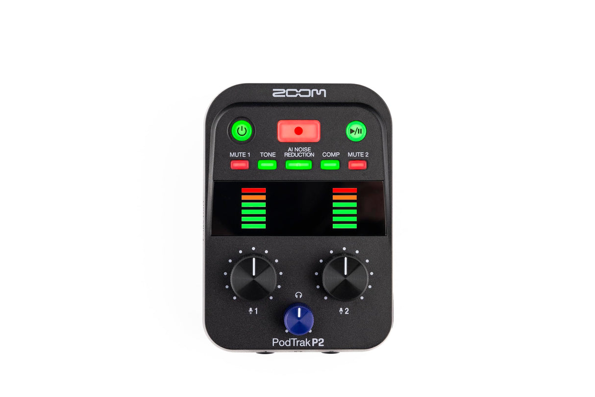 Zoom - P2 PodTrak grabadora de podcast portátil e interface de audio USB, mezclador de podcasts e interface para grabar podcasts móviles con calidad de transmisión, 2 entradas de micro USB