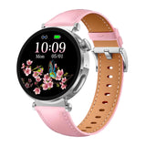 Knauermann Neo 2 (2025) - Plata Redonda - Reloj de Salud Smartwatch - ECG - Función HRV - Bluetooth BT - Apnea del Sueño - Presión Arterial - Pulsera de Piel de Vaca Rosa, Durchmesser: 40mm; Dicke: