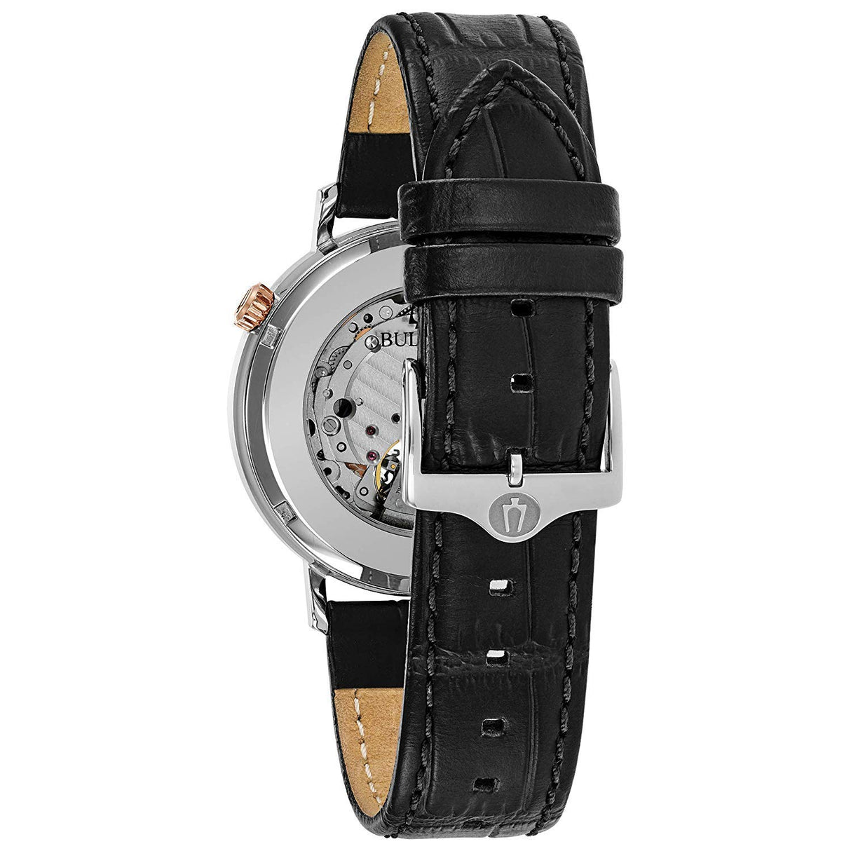 Bulova Automatic Reloj Analógico con Correa en Cuero para Hombre, Gris