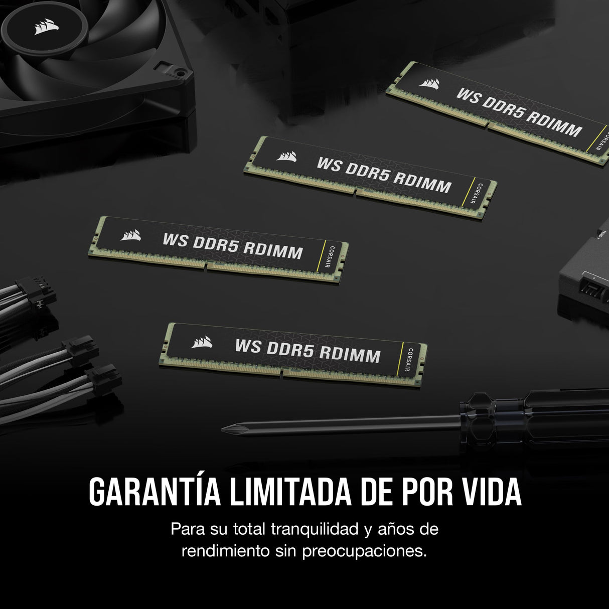 CORSAIR WS DDR5 ECC RDIMM 128GB (8x16GB) 5600MHz CL40 Intel XMP 3.0 Memoria para Estaciones de Trabajo - Negro (CMA128GX5M8B5600C40)
