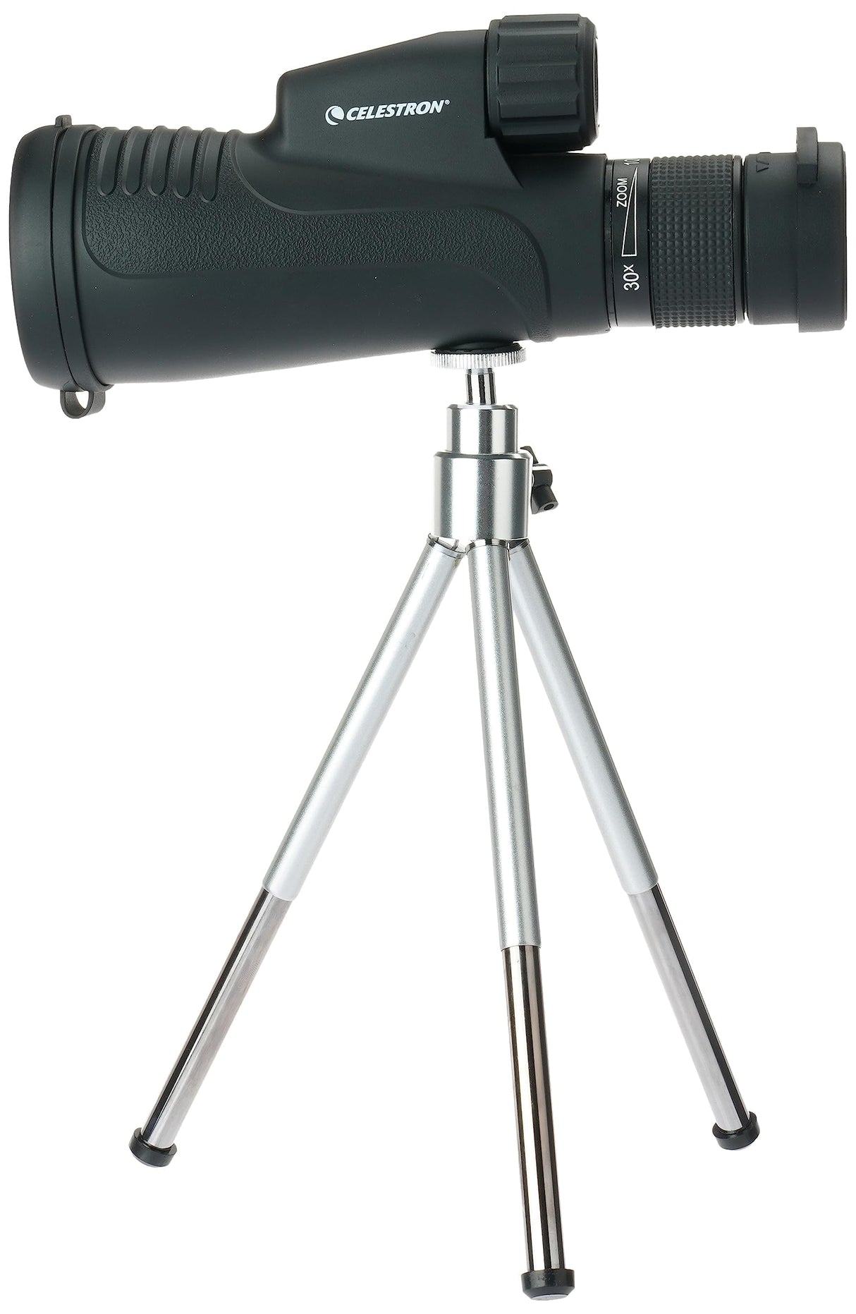 Celestron 72373 Outland X Monocular Resistente al gua 10-30x50 mm con trípode, paño Limpieza, Tapas oculares y Funda - Carcasa Resistente, Prisma BaK-4 y óptica con Revestimiento múltiple, Negro