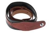 GEWA Correa para guitarra serie Prestige, cuero auténtico, ancho 65 mm, largo 103-139 cm, cierres de seguridad cromados, negro cocodrilo/marrón, fabricada a mano en Europa