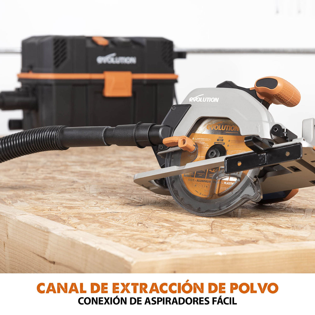 Evolution Sierra circular inalámbrica R165CCS-Li de Evolution Power Tools con corte multimaterial - Incluye batería de 4 Ah y cargador, hoja TCT de 165 mm y garantía de 3 años