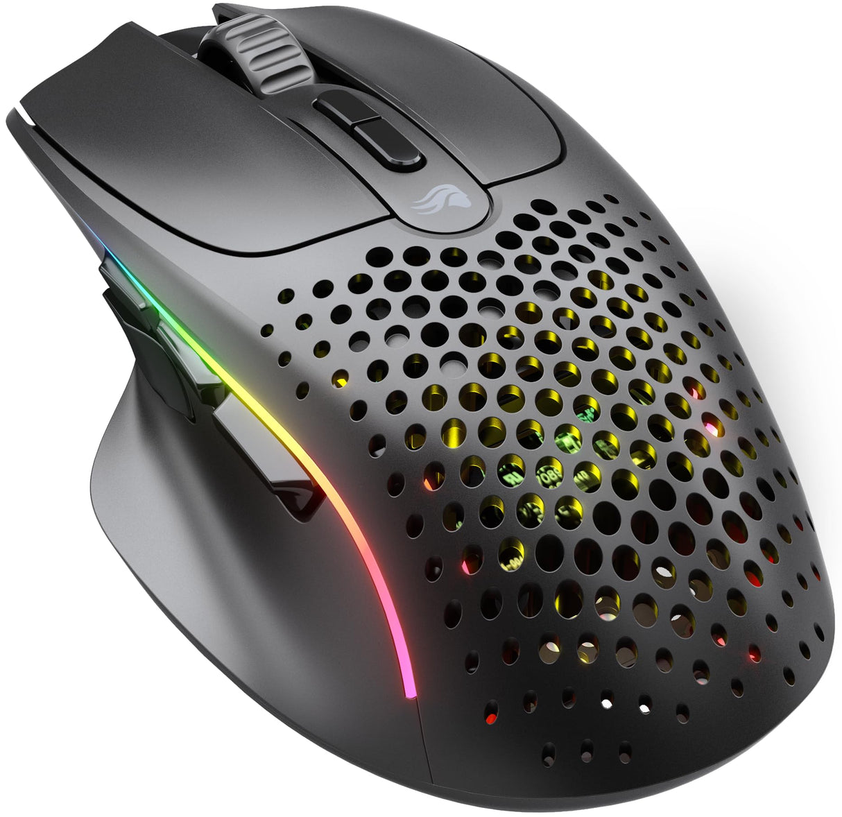 Glorious Gaming Model I 2 Wireless Ratón gaming inalámbrico - Híbrido 2,4 GHz y Bluetooth, superligero, 9 botones (2 intercambiables), RGB, gran batería, MMO/MOBA/FPS, reposapulgares lateral - Negro