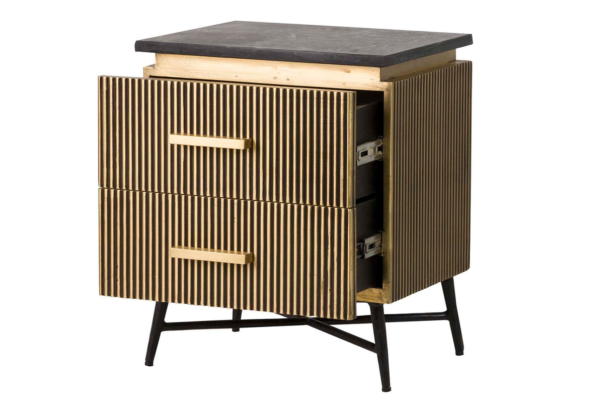MESITA MADERA MANGO METAL MARRON VELORA 40x40x50CM