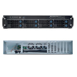 FANTEC SRC-2080X07-12G/6G-BCE 19" (48.3cm) 2U Storage Enclosure, 12G/6G backplane SFF-8643 for 8X SATA/SAS HDD/SSD 3.5" (8.9cm) External, 2X 2.5 Internal, Installation Depth 550mm, Black